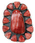 Large Statement Piece Red Oyster Shell Jewelry Ring Size 9-1/2 BW72933