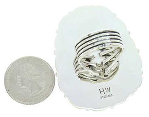 Large Statement Jewelry Red Oyster Shell Ring Size 8-1/2 BW72936