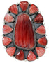 Red Oyster Shell Jewelry Large Statement Piece Ring Size 8-3/4 BW72939