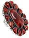 Silver Large Statement Red Oyster Shell Ring Size 7-1/2 BW72941