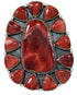 Silver Large Statement Red Oyster Shell Ring Size 7-1/2 BW72941