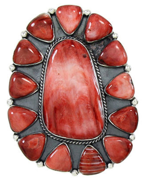 Jewelry Red Oyster Shell Large Statement Ring Size 7-1/4 BW72953