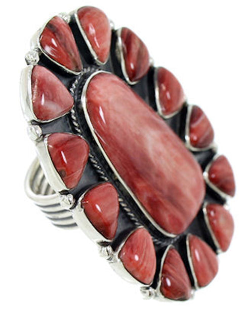 Large Statement Jewelry Red Oyster Shell Ring Size 7-1/4 BW72959
