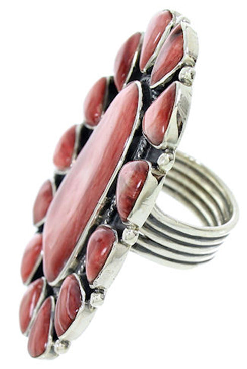 Large Statement Jewelry Red Oyster Shell Ring Size 7-1/4 BW72959