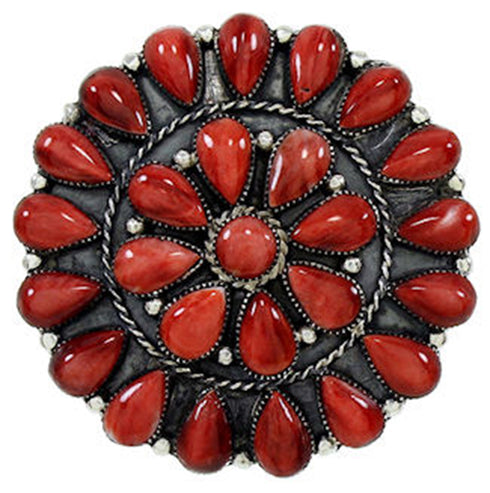 Southwest Jewelry Red Oyster Shell Large Statement Ring Size 7 BW72967