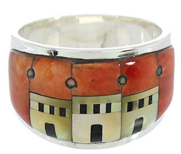 Native American Design Silver Multicolor Ring Size 6-3/4 MW73864