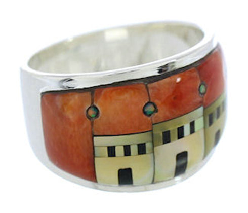 Native American Design Silver Multicolor Ring Size 6-3/4 MW73864