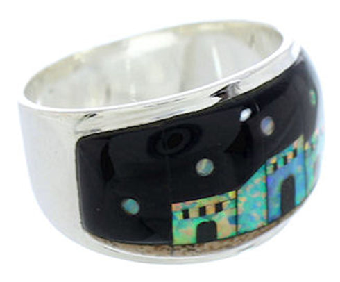 Multicolor Native American Village Design Ring Size 6-3/4 MW73789