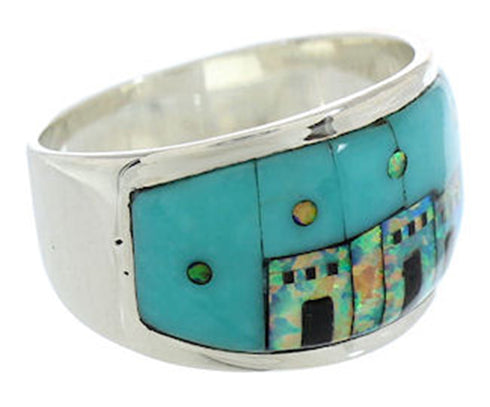 Multicolor Jewerly Native American Design Ring Size 7-3/4 YS73088