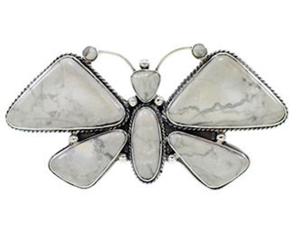 Large Statement Howlite Southwest Silver Butterfly Ring Size 7 PS73205