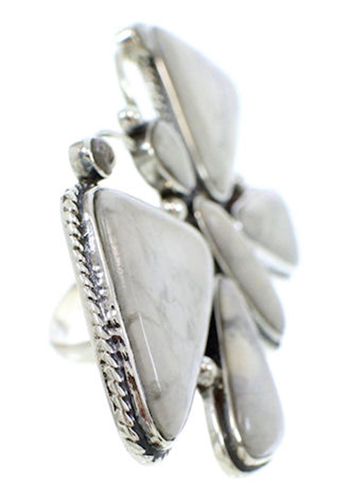 Large Statement Howlite Southwest Silver Butterfly Ring Size 7 PS73205