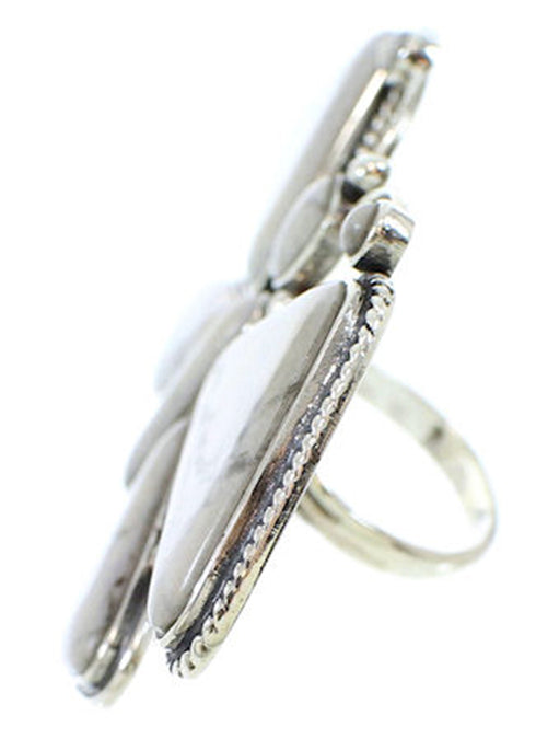 Large Statement Howlite Southwest Butterfly Ring Size 6-3/4 PS72987