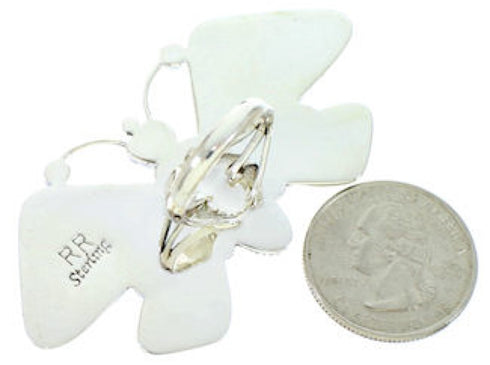 Large Statement Howlite Southwest Silver Butterfly Ring Size 7 PS73205