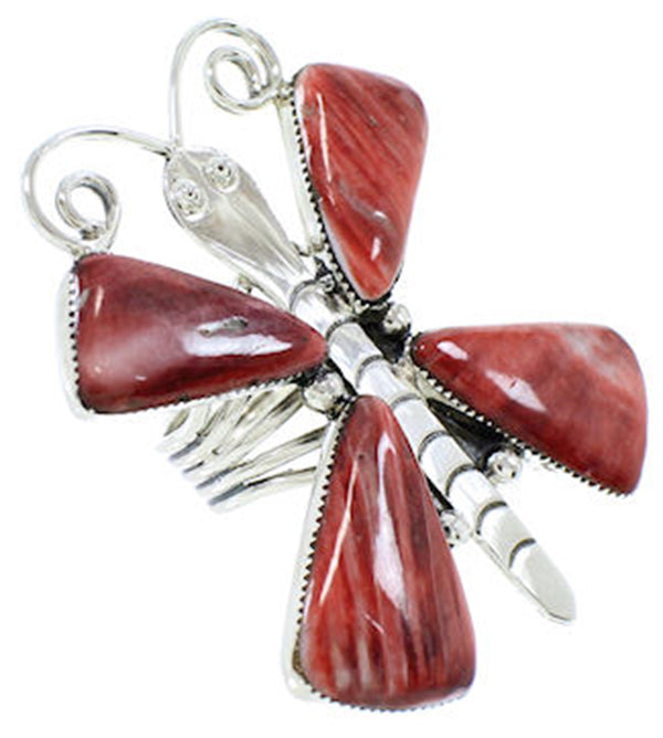 Large Statement Red Oyster Shell Butterfly Ring Size 8-3/4 PS72991