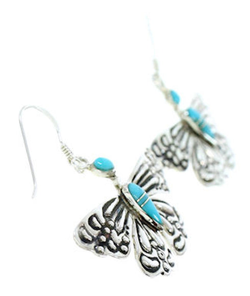 Southwest Turquoise Sterling Silver Butterfly Hook Earrings DW73011