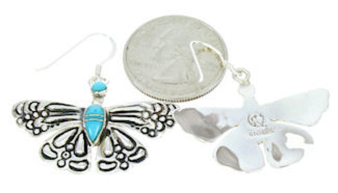 Southwest Turquoise Sterling Silver Butterfly Hook Earrings DW73011