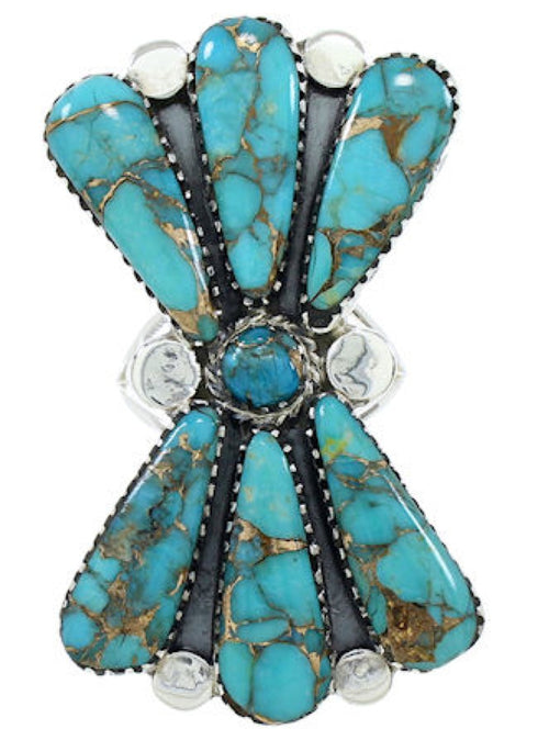 Turquoise Jewelry Large Statement Piece Ring Size 8-1/4 BW74419