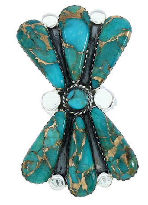 Sterling Silver Turquoise Large Statemnet Ring Size 6-1/2 BW74442