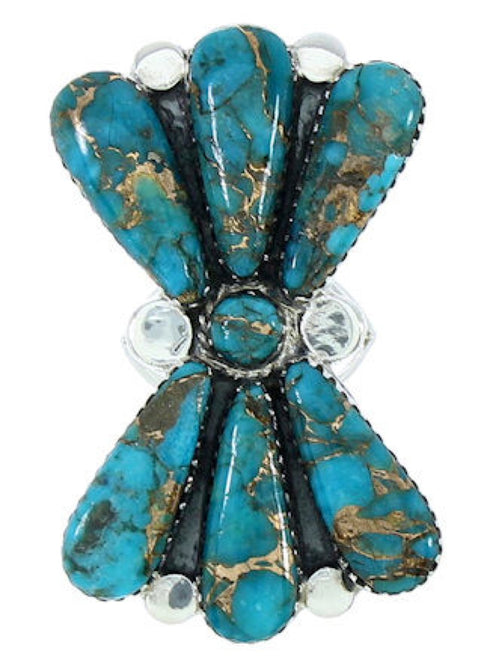 Turquoise Southwest Silver Large Statement Ring Size 6-1/2 BW74452