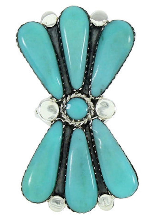Turquoise Jewelry Large Statement Piece Ring Size 6-1/2 BW74455