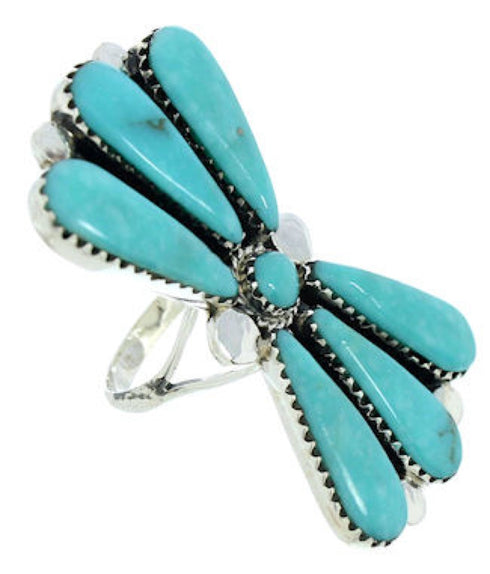 Southwest Silver Turquoise Large Statement Ring Size 6-1/2 BW74457