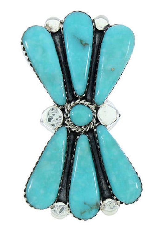 Southwest Silver Turquoise Large Statement Ring Size 6-1/2 BW74457