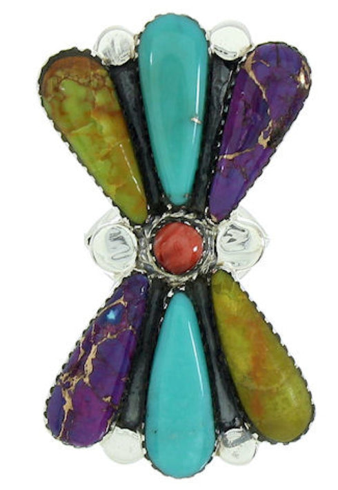 Multicolor Sterling Silver Large Statement Ring Size 7-1/2 BW74475