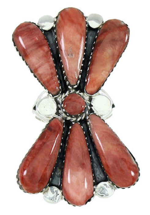 Red Oyster Shell Jewelry Large Statement Ring Size 5-1/2 BW74483