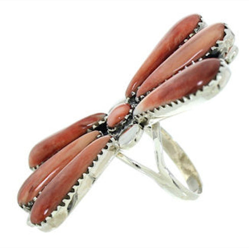 Large Statement Piece Red Oyster Shell Jewelry Ring Size 5-1/4 BW74486