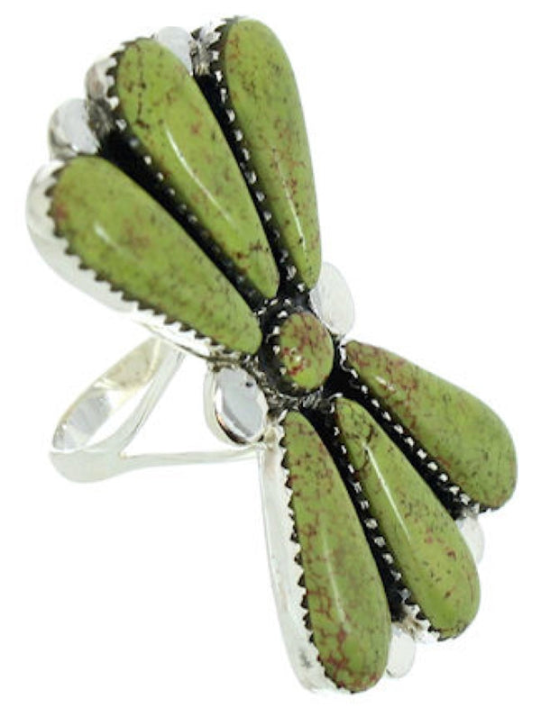 Large Statement Piece Turquoise And Silver Ring Size 7-1/4 BW74494