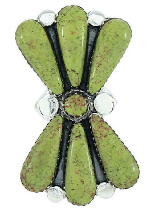 Large Statement Piece Turquoise And Silver Ring Size 7-1/4 BW74494