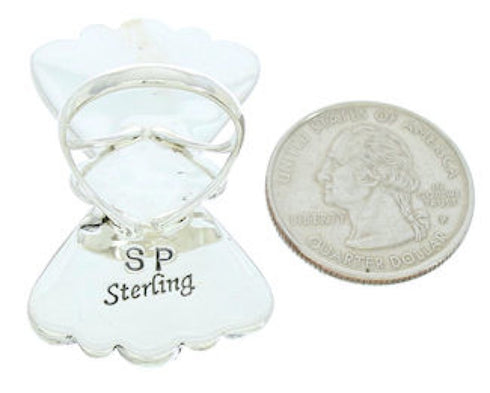 Large Statement Piece Turquoise And Silver Ring Size 7-1/4 BW74494