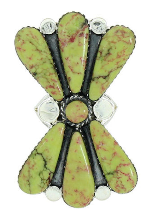 Turquoise Large Statement Piece Jewelry Silver Ring Size 8-1/2 BW74721