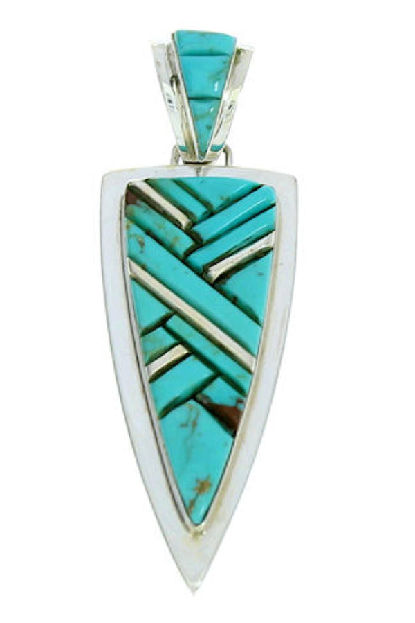 Southwestern Sterling Silver Turquoise Inlay Pendant AX23401