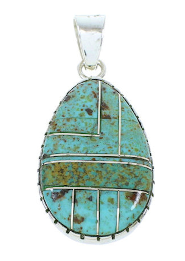 Southwest Sterling Silver Turquoise Inlay Pendant BW74348