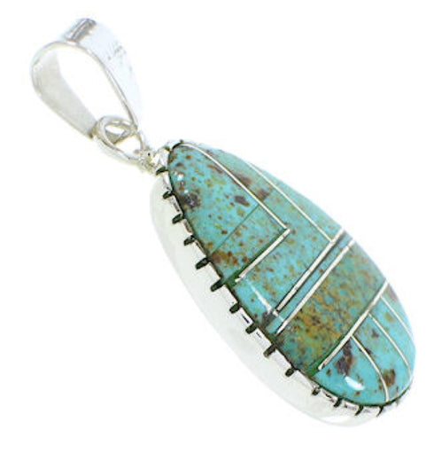 Southwest Sterling Silver Turquoise Inlay Pendant BW74348