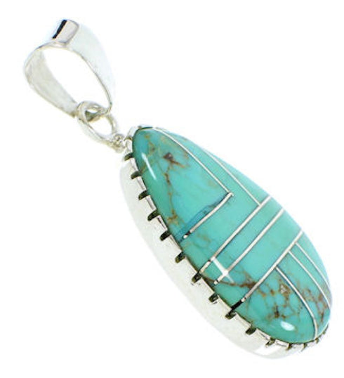 Genuine Sterling Silver Turquoise Inlay Pendant BW74361