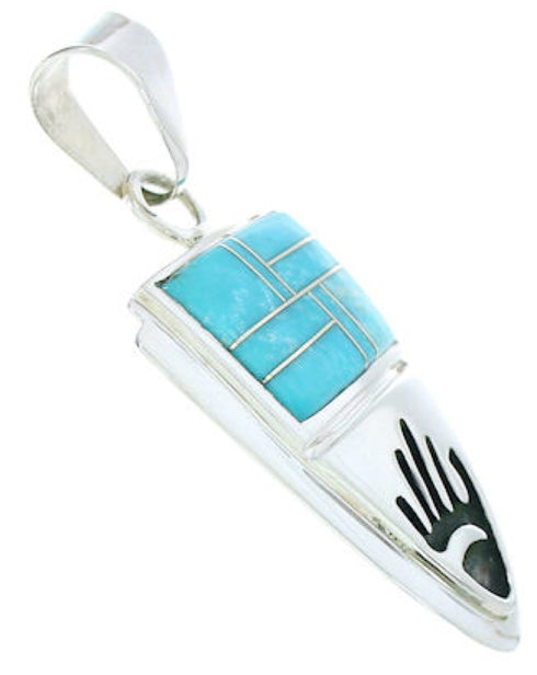 Southwest Hand Turquoise Inlay Sterling Silver Jewelry Pendant YS73198
