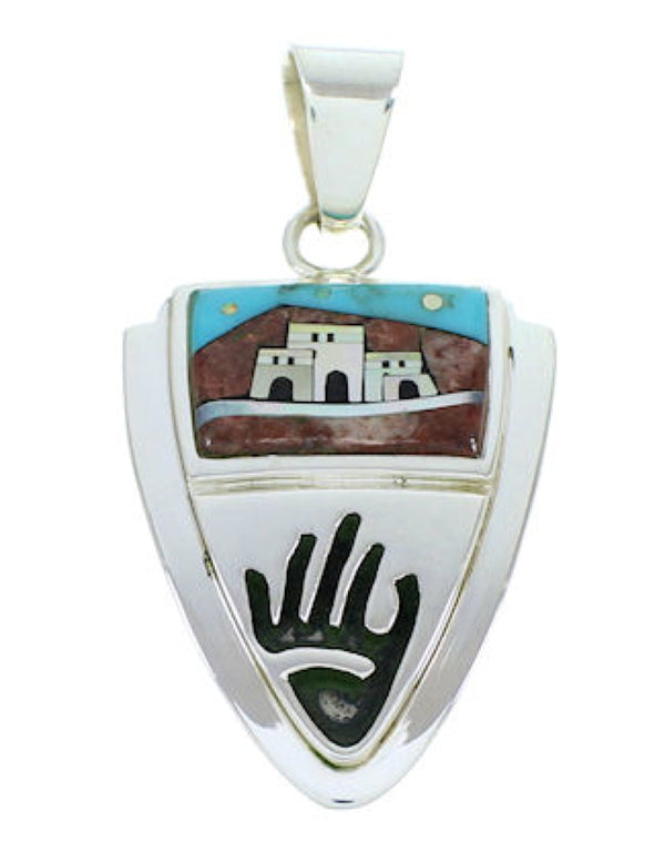Native American Pueblo Or Village Design Multicolor Pendant YS73207