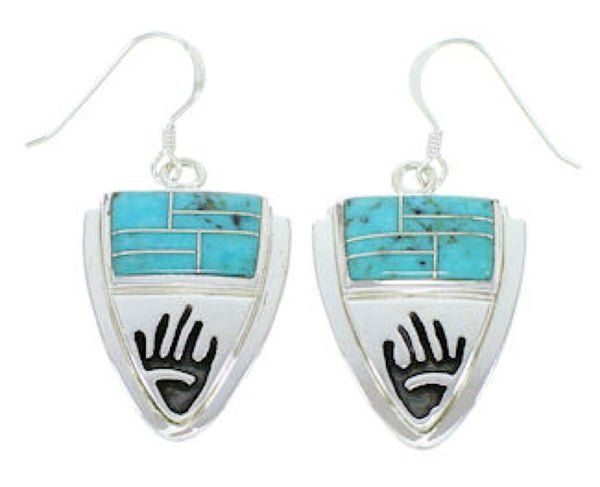 Silver Turquoise Jewelry Hand Hook Earrings YS73225
