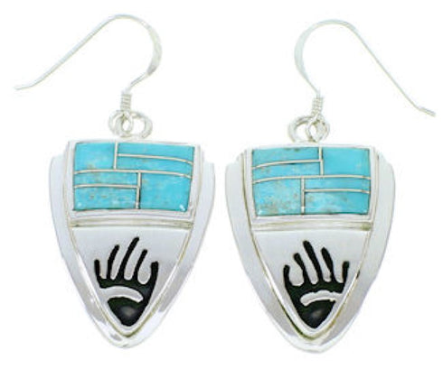 Sterling Silver Turquoise Inlay Jewelry Hand Hook Earrings YS73227