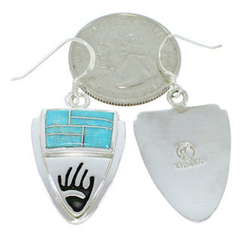 Sterling Silver Turquoise Inlay Jewelry Hand Hook Earrings YS73227