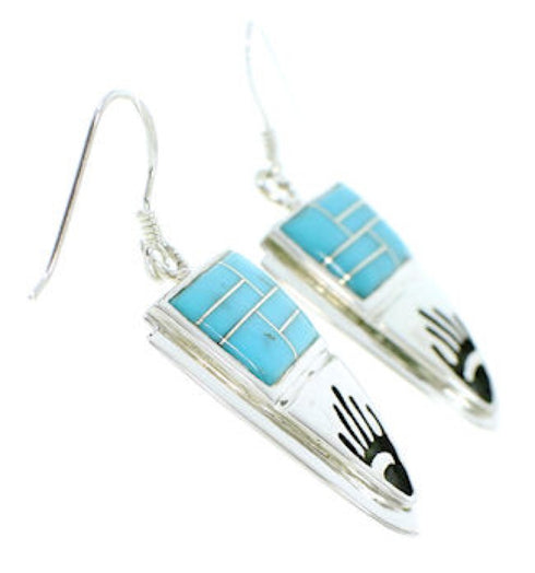 Turquoise Sterling Silver Jewelry Hand Southwest Hook Earrings YS73232
