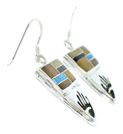 Multicolor Inlay Silver Jewelry Hand Southwest Hook Earrings YS73236