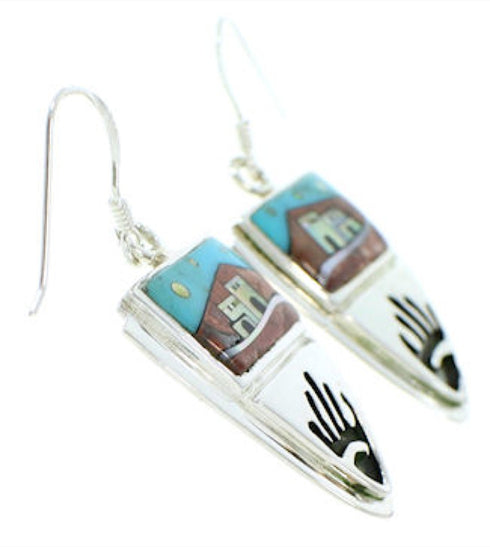 Native American Pueblo Design Multicolor Hook Earrings YS73237