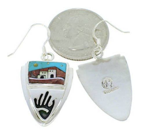 Native American Pueblo Design Multicolor Hook Earrings YS73237