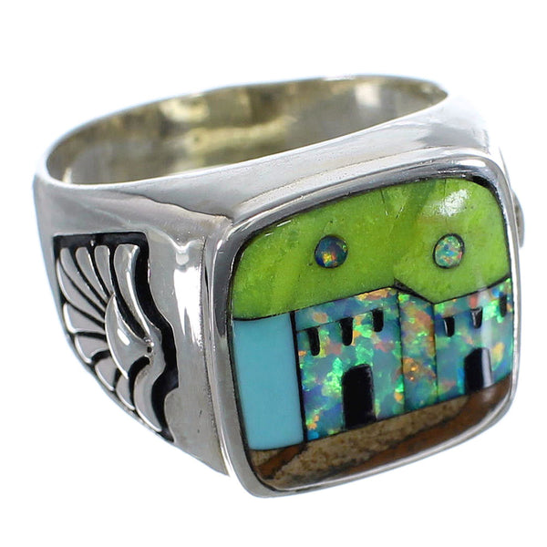 Multicolor Native American Pueblo Design Ring Size 10-1/4 PX42191