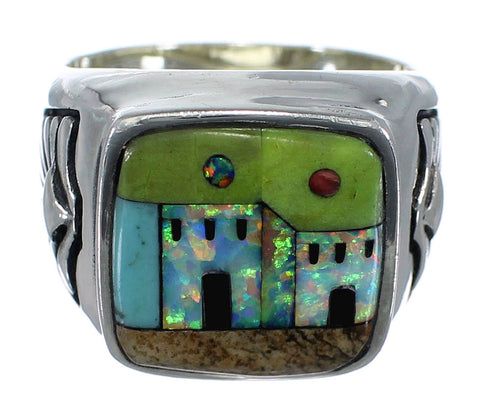 Multicolor Native American Pueblo Design Ring Size 11-1/4 PX42196