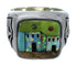 Multicolor Native American Pueblo Design Ring Size 11-1/4 PX42196