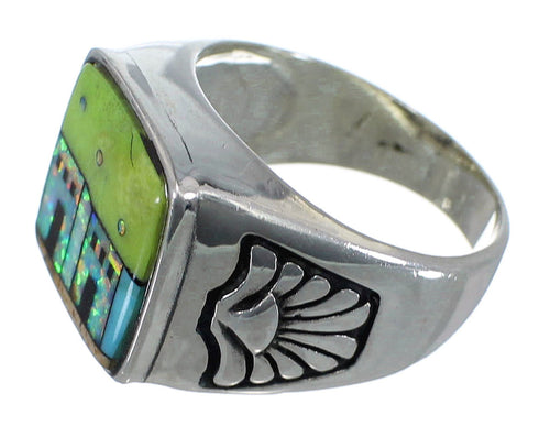 Silver Native American Design Multicolor Ring Size 11-1/4 PX42203